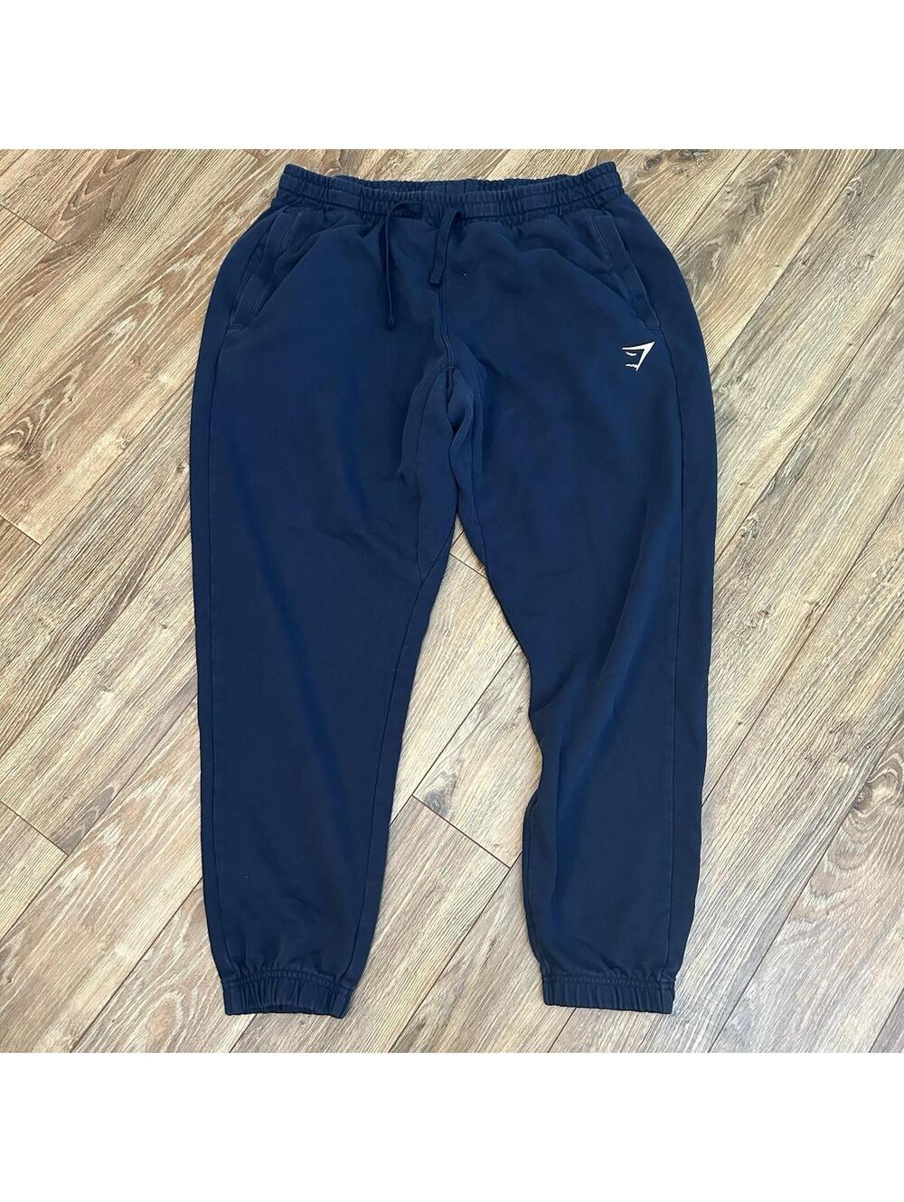 GymShark Joggers Mens 2XL Blue Sweatpants Workout Stretch Drawstring Flaw